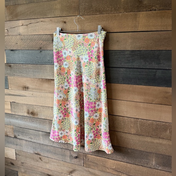 Vintage Floral Midi Skirt Cottagecore Y2K Pastel Spring Garden Skirt - Picture 3 of 11